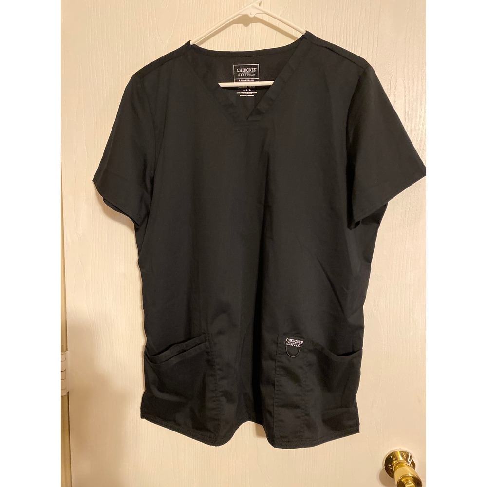 Cherokee Workwear Revolution Black V-Neck Scrub Top WW620 Large 0707